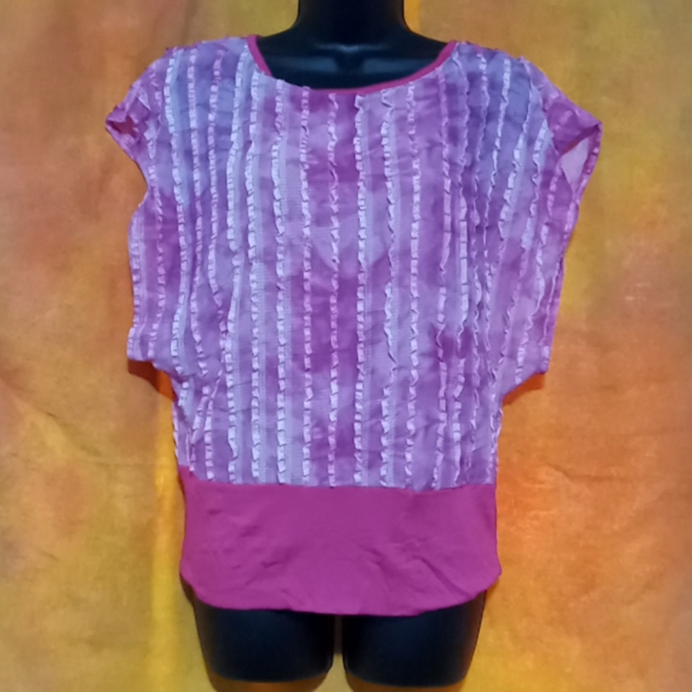 Plus Size Pink Tie Dye Top With Ruffles